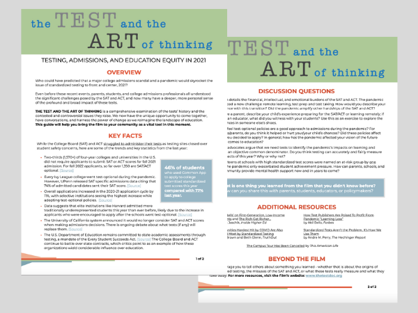 The Test and the Art of Thinking - 2021 Action Guide