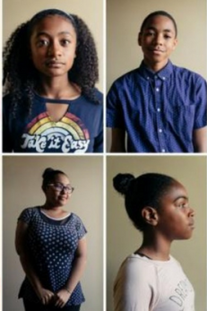 students looking into cameras