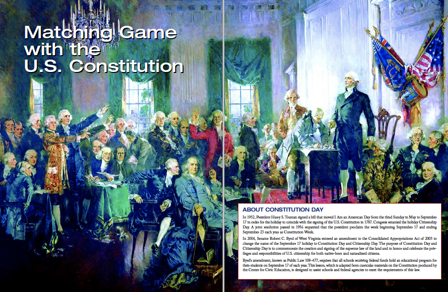 Matching Game with the U.S. Constitution