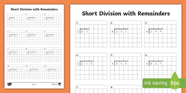 Grid Paper Division Practice Worksheet