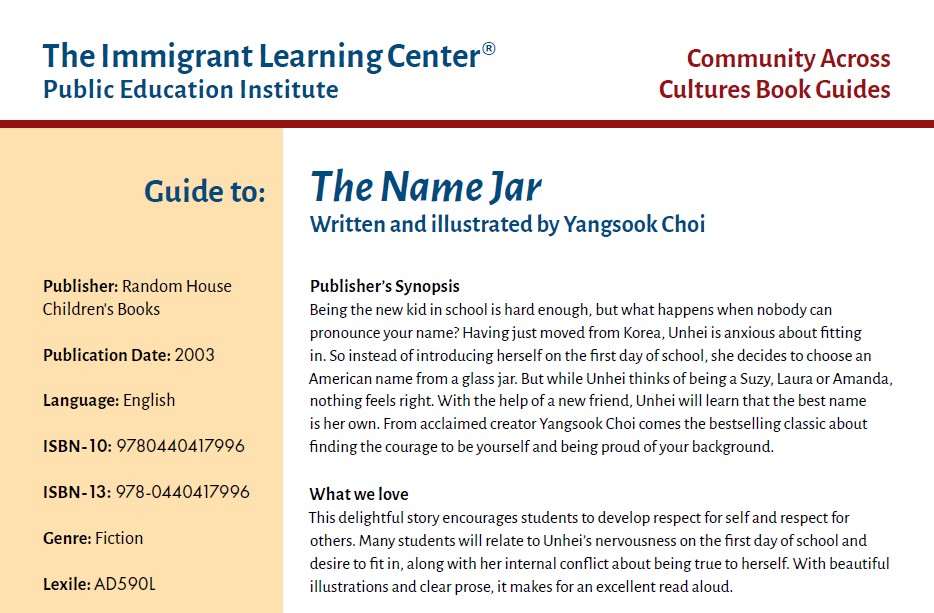 Book Guide: The Name Jar