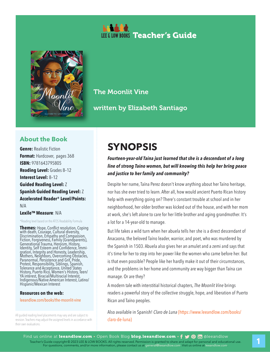 Teacher's Guide for The Moonlit Vine / Claro de Luna