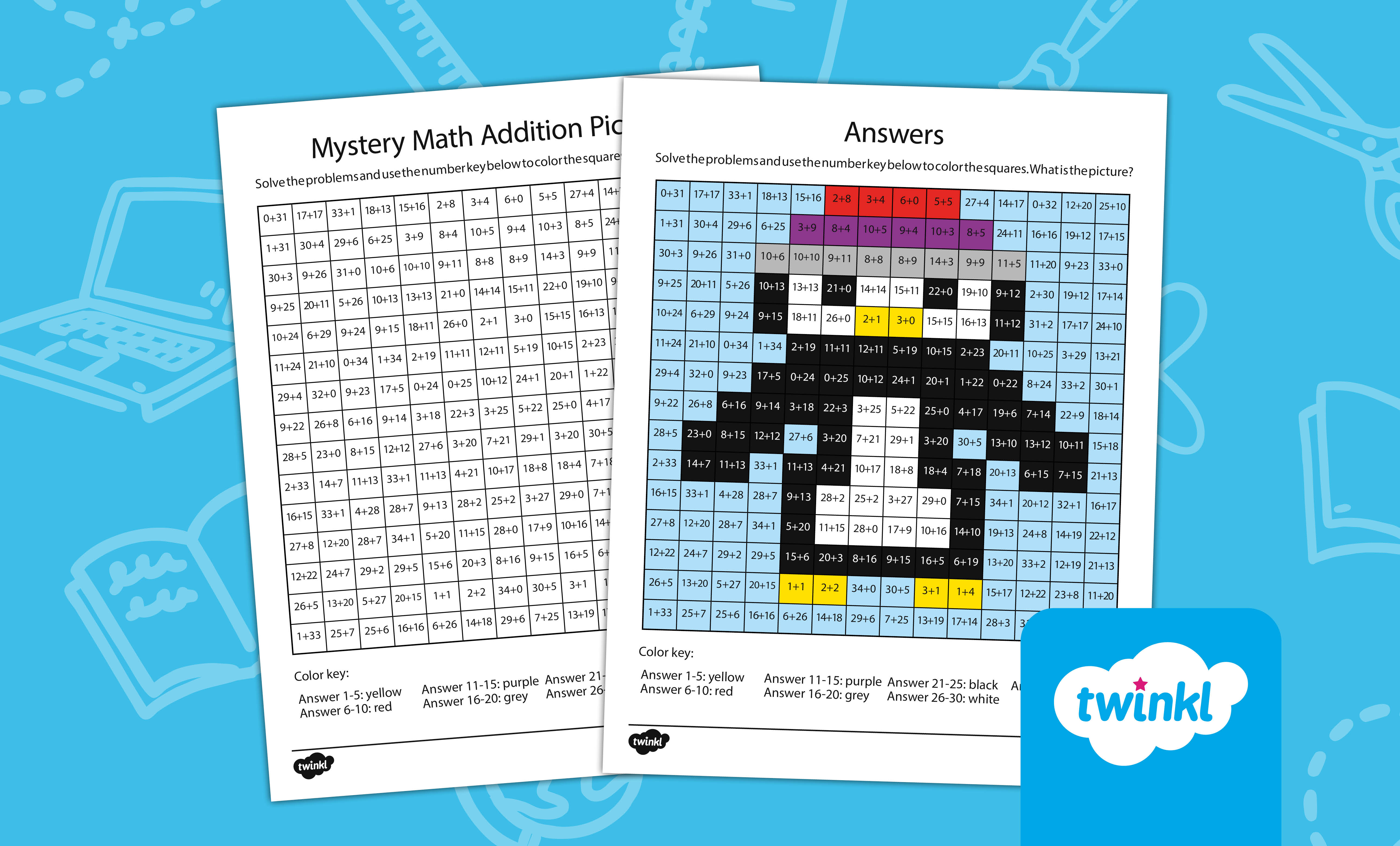Penguin Addition Mystery Math Mosaic