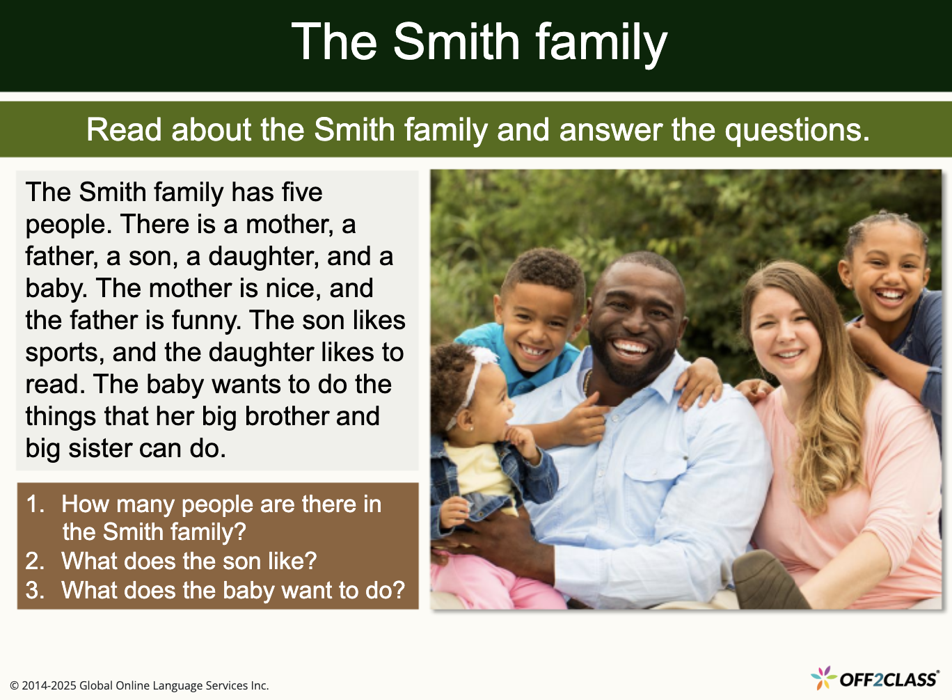 Reading Lesson Plan for Newcomers R001 - Family and Friends