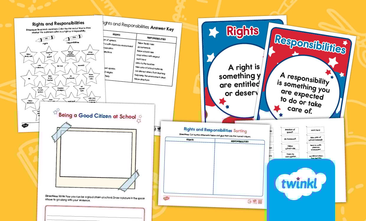 Rights and responsibilities of citizens activities for K-2nd Grade