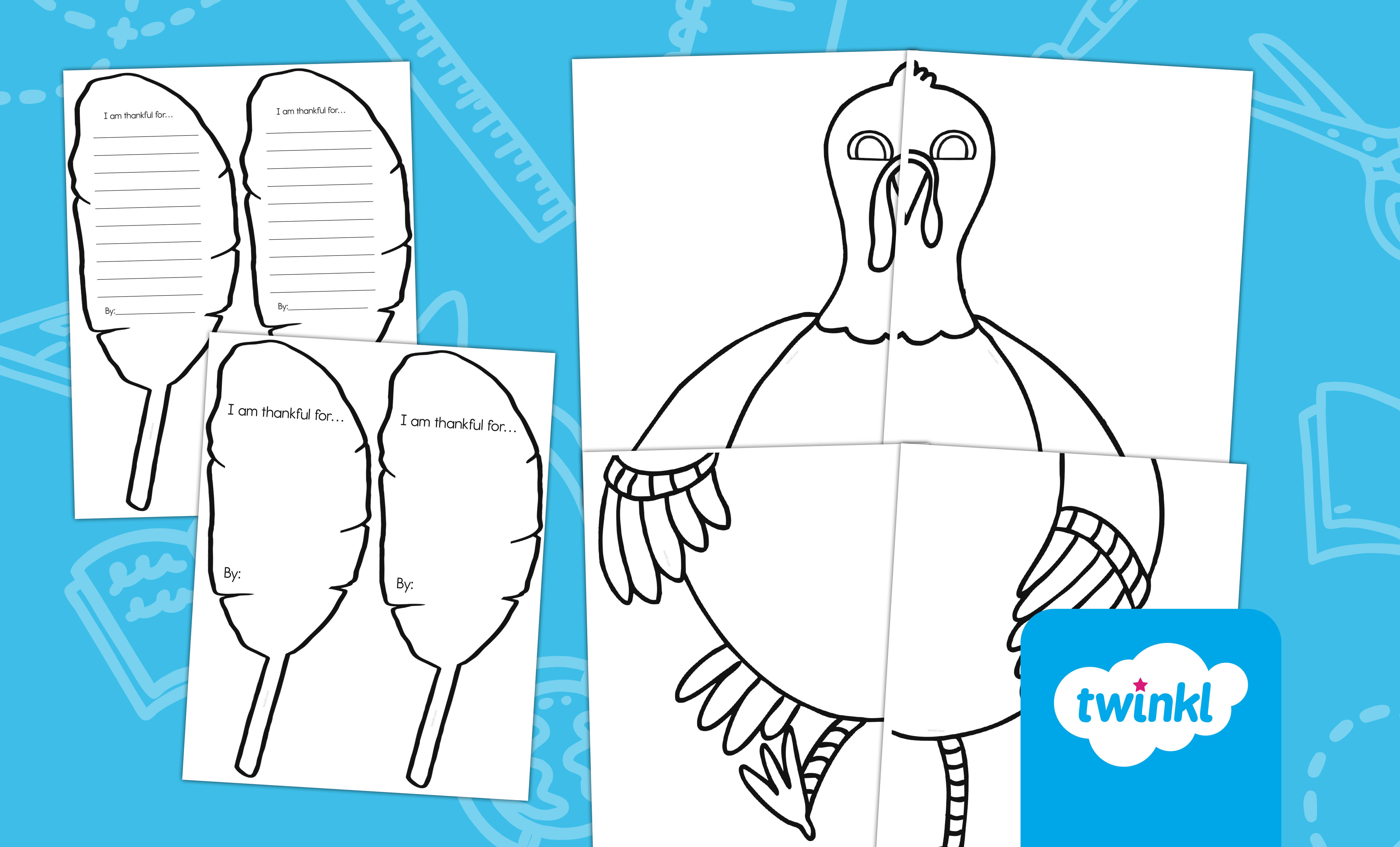 Giving Thanks Turkey Feather Class Writing Project for Elementary School