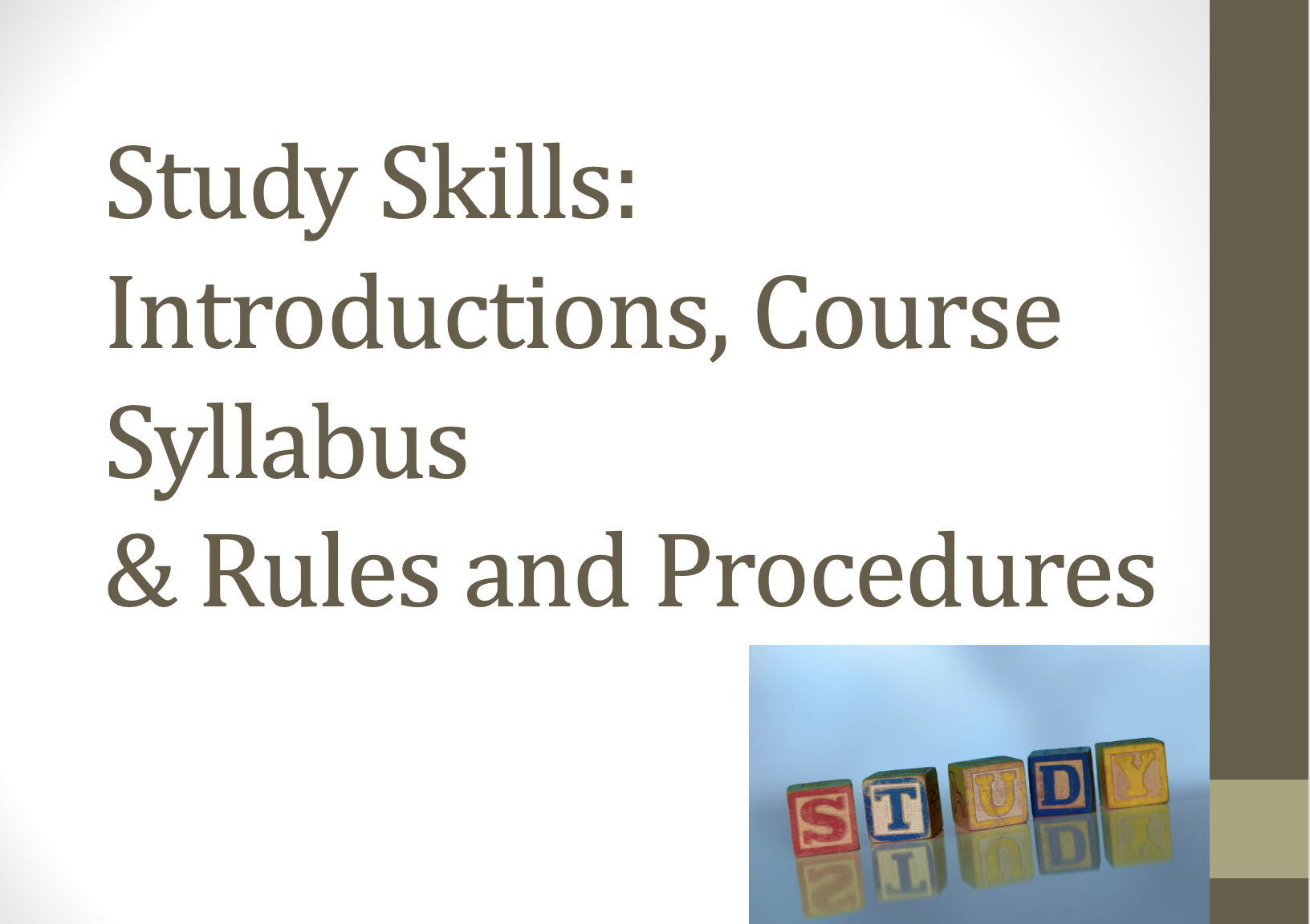 Study Skills Seminar Course Materials