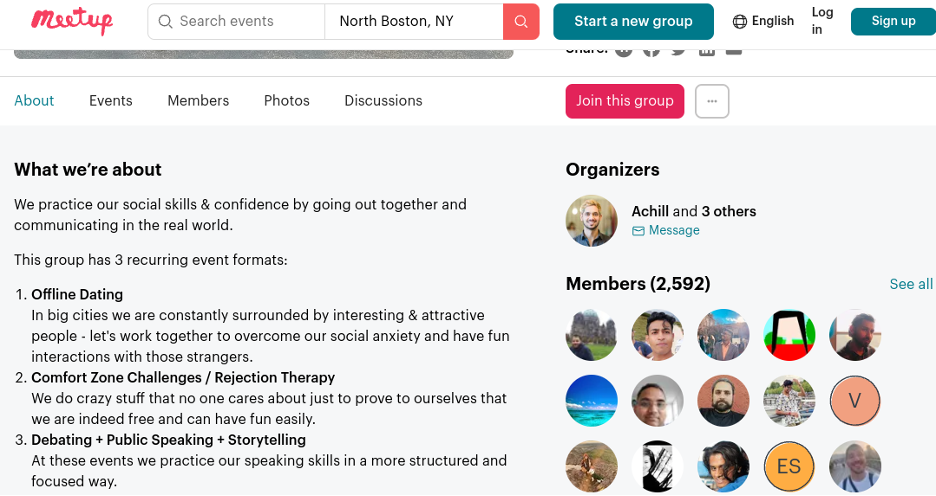 Meetup group screenshot