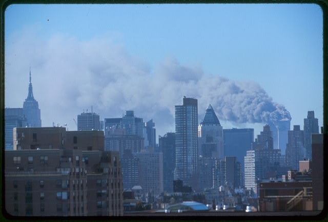 Photo of attacks on twin towers on 9/11