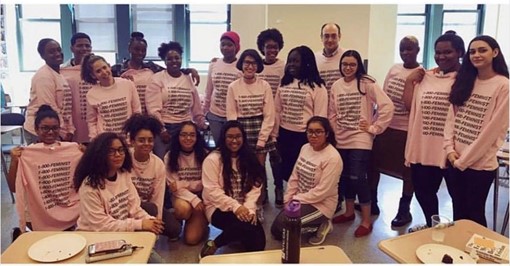 feminist club members at an in person meeting