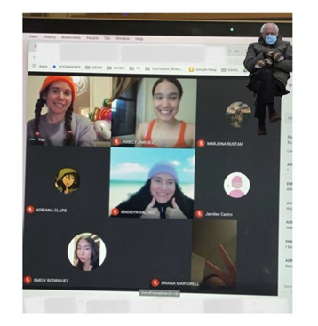 feminist club members on a zoom meeting