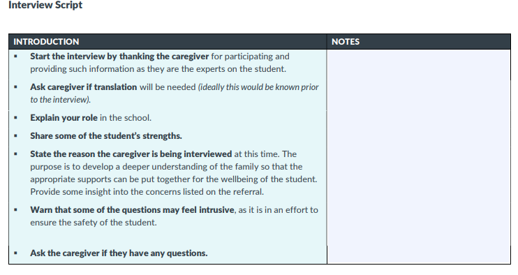interview script for building a school crisis plan