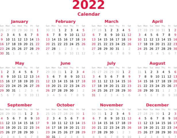 Calendar of Observances for 2021 and 2022