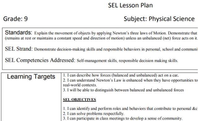 Grade 9 Science / SEL Integrated Lessons